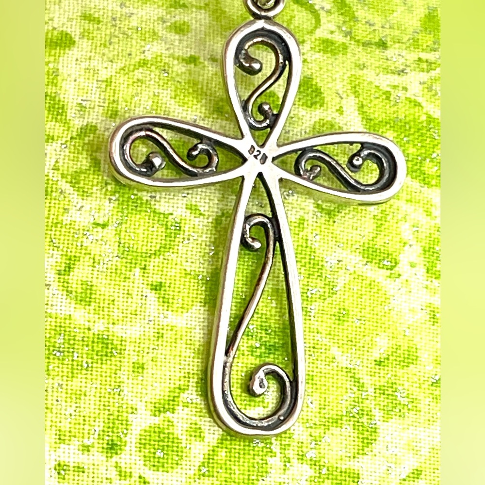 Sterling Scrollwork Cross Necklace - image 4